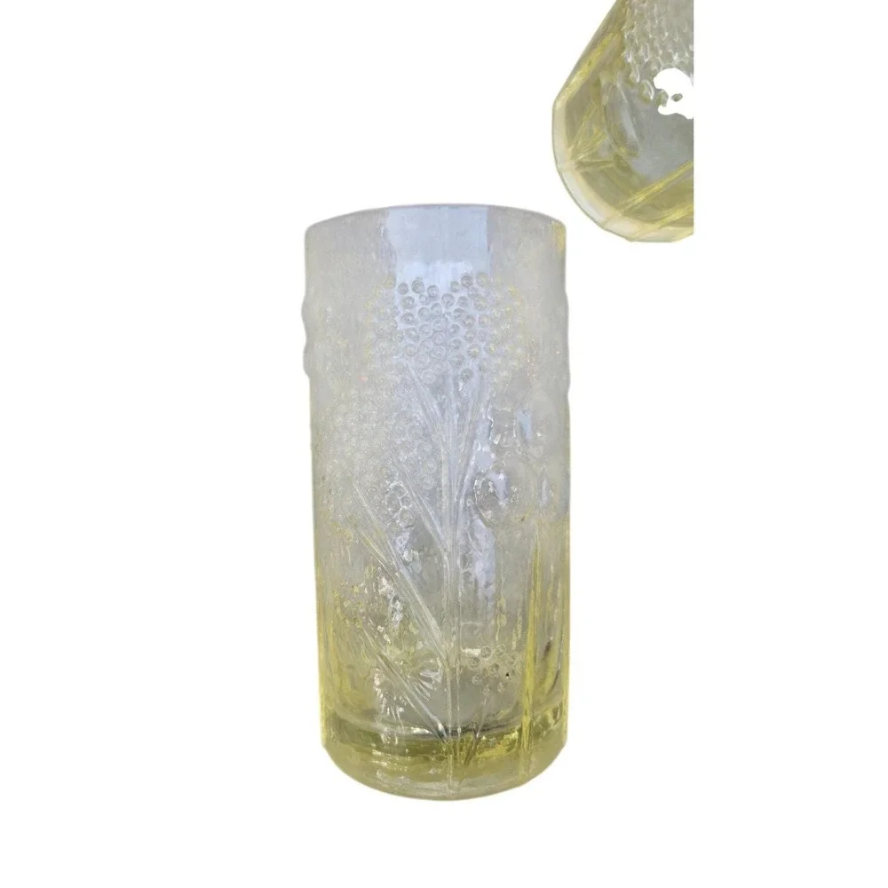 MCM Nuutajarvi Iittala Finland Flora Glass Cup Tumbler Oiva Toikka Set of 4‎